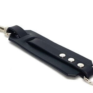 warrior emblem porte clefs en cuir véritable noir